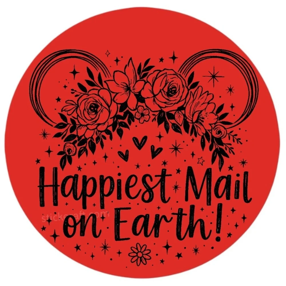Happiest Mail on Earth Sticker 2” | Cute  DISNEY Label | Small Biz Packaging